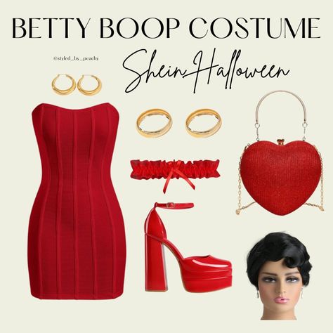 betty boop halloween costume outfit ideas shein Betty Boop Costume Long Hair, Betty Boop Halloween Costume, Red Betty Boop, Betty Boop Costume, Betty Boop Makeup, Betty Boop Birthday, Betty Boop Halloween, Halloween Fits, Hot Halloween