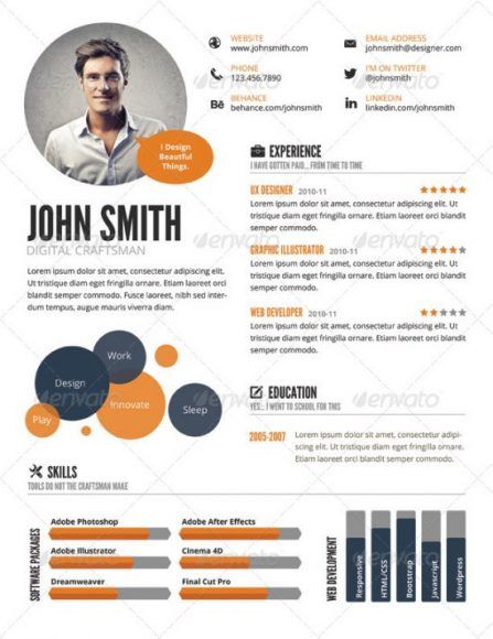 31+ Infographic Resume Templates [Download Free & Premium] Cv Infographic, Infographic Resume Template, Graphic Resume, Cv Original, Visual Resume, Cv Ideas, Cv Inspiration, Cv Portfolio, Infographic Resume