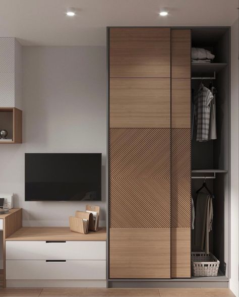 Veneer Cupboard Design, Wooden Wardrobes For Bedrooms, Fluted Sliding Wardrobe, Japandi Wardrobe Bedroom, Wooden Wordroab Design Modern, Bedroom Wardrobe Sliding Doors, Wooden Sliding Wardrobe Design, Fluted Wardrobe Doors, Fluted Laminate Wardrobe