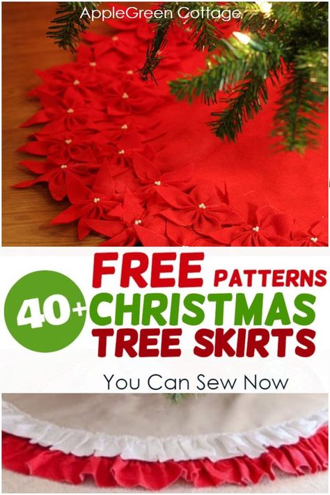 Diy tree skirt ideas with free patterns - If you are looking to sew a new Christmas tree skirt, here is a great list of popular free patterns and tutorials for tree skirts for you to try out! Homemade tree skirt sewing projects for every skill level, from beginner projects to advanced. See how to sew an easy tree skirt now! #treeskirt #freepatterns #christmastreeskirt #diychristmas #sewing Simple Tree Skirt Pattern, Christmas Tree Skirts Patterns Free, Easy Tree Skirt, Tree Skirt Sewing, Diy Tree Skirt, Tree Skirt Ideas, Christmas Tree Skirt Pattern, Skirts Patterns, Christmas Tree Skirts Patterns