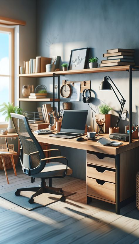 Work from the comfort of this cozy home office setup. Includes a laptop, headset, high-speed internet, ergonomic chair, and coffee. A sunlit room with books and plants for a tranquil workspace. Click the link in bio for a remote job paying $25+ per hr. #WorkFromHome #RemoteJob #HomeOffice #Productivity #Comfort #ErgonomicDesign Stylish Office Chairs, Cozy Interior Design, Home Office Library, Cozy Home Office, Best Office Chair, Perfect Office, Stylish Office, Modern Home Office, Home Office Setup