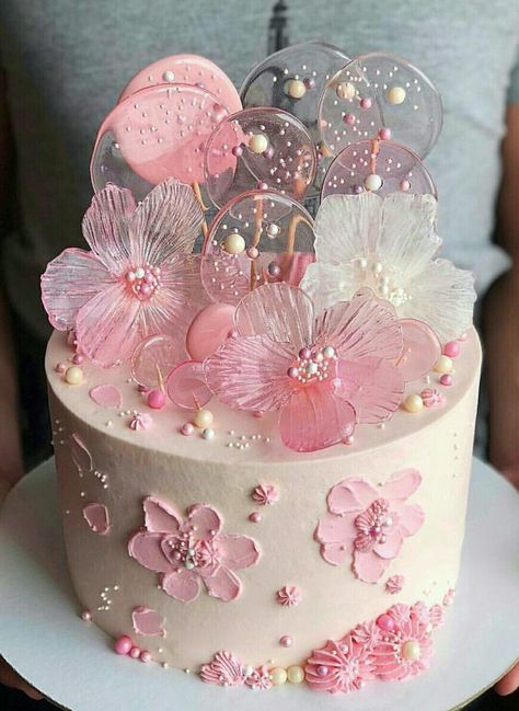 Kue Disney, Donat Glaze, Cake With Flowers, Beautiful Birthday Cakes, Creative Birthday Cakes, Pretty Birthday Cakes, Cute Birthday Cakes, Cake Designs Birthday, Floral Cake