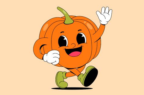 Cartoon walking halloween pumpkin vector, Illustrations ft. pumpkin & walking - Envato Pumpkin Cartoon Aesthetic, Pumpkin Person Drawing, Pumpkin Character Design, Pumkin Drawing Cartoon, Walking Cartoon, Burger Vector, Animated Pumpkins, Donut Vector, English Project