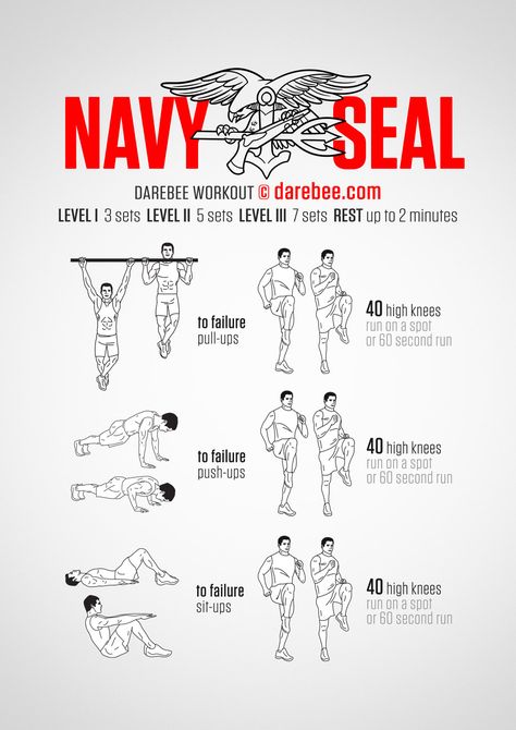 Navy SEAL Workout Navy Seal Workout, Neila Rey Workout, Navy Seal Training, Superhero Workout, Military Workout, Trening Sztuk Walki, Fitness Routines, Navy Seal, Workout Chart