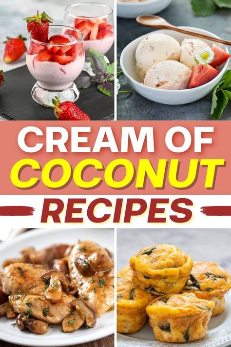 These cream of coconut recipes are quick, lightly sweet, and bursting with a tropical flavor. I know you have a can somewhere, so let's get cooking! Cream Of Coconut Recipes, Coconut Cream Recipe, Recipes Using Coconut, Recipes With Coconut Cream, Coconut Cream Recipes, Cream Of Coconut, Coconut Syrup, Coconut Oil Recipes, Coconut Chocolate