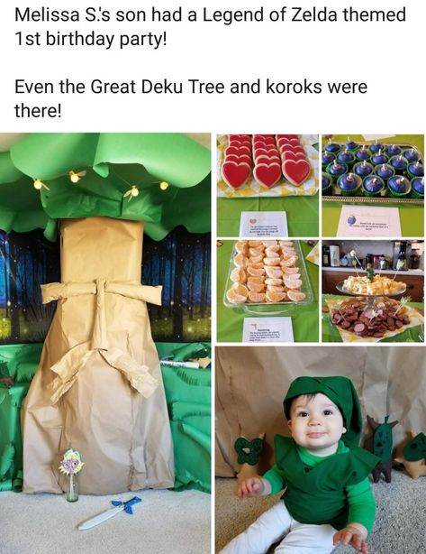 Legend of Zelda themed birthday party! Need this in my life for my nerdy future spawns. Legend Of Zelda Themed Party, Princess Zelda Birthday Party, Nerdy First Birthday Party Ideas, Legends Of Zelda Birthday Party, Legend Of Zelda Birthday Party Decorations, Zelda Party Ideas Birthdays, Zelda Party Food Ideas, Zelda Classroom Theme, Zelda Themed Party