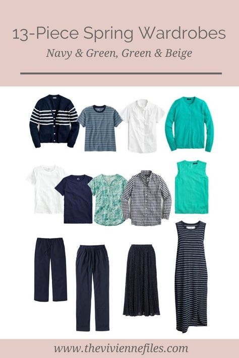 2 Spring Capsule Wardrobes – Navy and Green, Green and Beige Blue Capsule Wardrobe, Navy Capsule Wardrobe, French Minimalist Wardrobe, Business Capsule Wardrobe, Packing Wardrobe, The Vivienne Files, Vivienne Files, Spring Capsule, Her Office