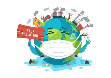 National Pollution Prevention Day for Awareness Campaign About Factory, Forest or Vehicle Problems in Template Hand Drawn Cartoon Flat Illustration Social Boundaries, Pollution Prevention, Earth Illustration, World Earth Day, Save Nature, Flat Design Illustration, World Environment Day, Awareness Campaign, Happy Earth