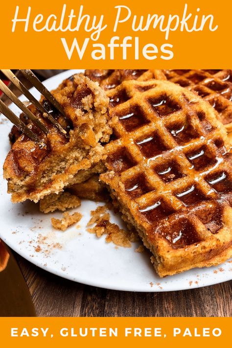 Healthy Pumpkin Waffles- a gluten free, paleo, healthy breakfast recipe perfect for fall. The best pumpkin spice flavored breakfast. Made with pumpkin, almond flour, and eggs as the main ingredients. #paleo #glutenfree #paleobreakfast #healthybreakfast #fallrecipes #healthyfallrecipes Healthy Pumpkin Waffle Recipe, Healthy Pumpkin Spice Waffles, Best Healthy Fall Recipes, Fall Savory Food, Pumpkin Spice Waffles Recipe, Fun Fall Breakfast Ideas, Healthy Pumpkin Spice Recipes, Healthy Fall Food, Brunch Recipes Healthy