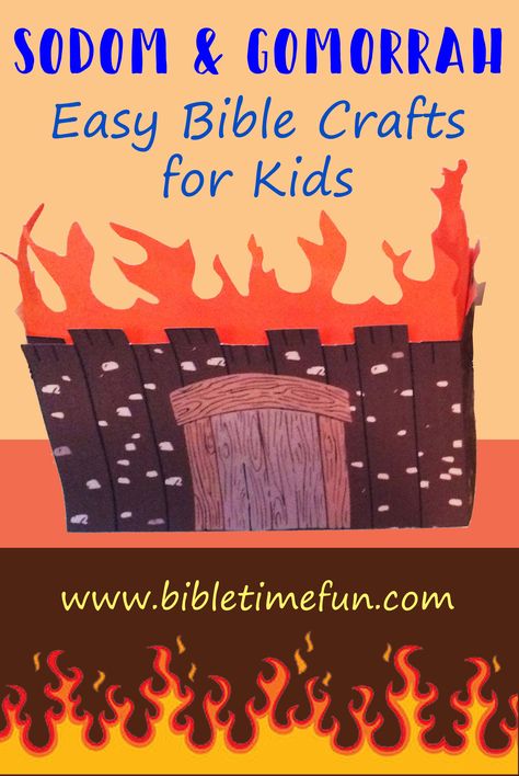 Children's Bible Lessons - Sodom and Gomorrah craft for kids!  #sundayschool #biblestudy #kids #parenting #preschool #biblelessons #toddler #preschoolers #bible #Biblefun #homeschooling #jesus #family #Bibletimefun Lot Bible Craft, Lot Sodom And Gomorrah, Sodom And Gomorrah Craft, Sodom And Gomorrah For Kids Bible Crafts, The Fiery Furnace Craft For Kids, Sodom And Gomorrah Coloring Pages, Abraham Bible Crafts, Destruction Of Sodom And Gomorrah, Sodom And Gomorrah