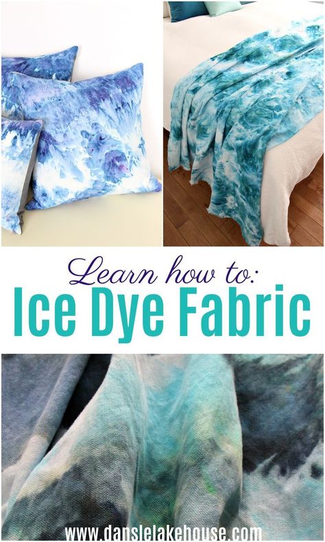 Beach Crafts For Adults, Diy Beach Crafts, Lake Crafts, Ice Dye Tie Dye, Tie Dye Blanket, Hand Stamped Fabric, Diy Tie Dye Techniques, Dyed Pillows, Ice Tie Dye