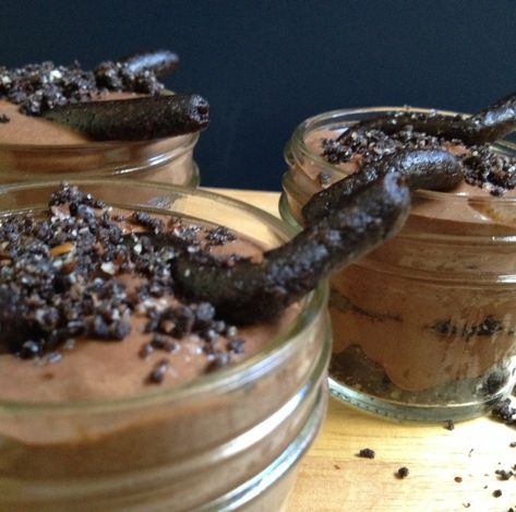 Raw Vegan Dirt Cups - Feasting on Fruit Cup Of Dirt, Vegan Halloween Treats, Dirt Cup, Feasting On Fruit, Dirt Cups, Vegan Halloween, Raw Vegan Desserts, Gummy Worms, Raw Desserts