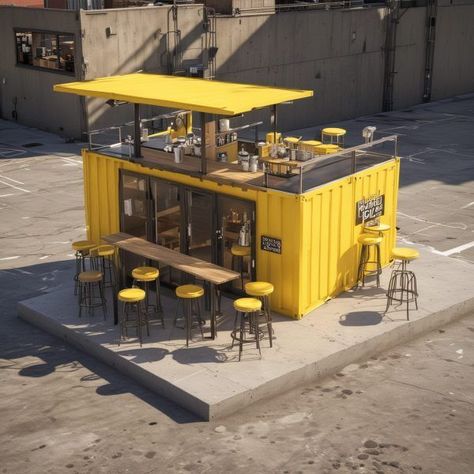 Container Shops Ideas, Shipping Container Flower Shop, Coffee Shop Beach, Shipping Container Cafe, Prefab Office, Honey Cafe, Container Coffee Shop, Drive Thru Coffee, Environmental Architecture