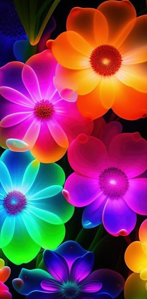 July Wallpaper, Butterfly Rainbow, Hd Flower Wallpaper, Neon Flowers, Love Wallpaper Backgrounds, Image Swag, Flowery Wallpaper, Rainbow Flower, Glowing Art