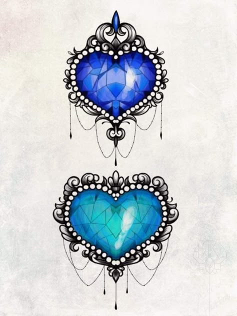 Gemstone Tattoos, Birthstone Tattoo Ideas, Unique Heart Tattoos, Mirror Tattoos, Stone Tattoo, Lace Tattoo Design, Stomach Tattoos Women, Jewel Tattoo, Gem Tattoo