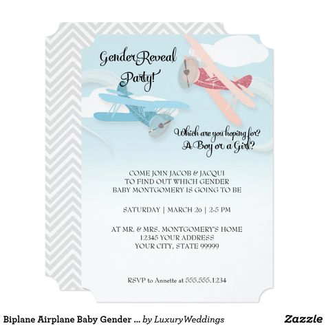 Airplane Gender Reveal, Gender Reveal Party Invites, Airplane Baby Shower Theme, Vintage Airplane Baby Shower, Themed Gender Reveal, Welcome Baby Banner, Airplane Baby Shower, Gender Reveal Games, Airplane Theme