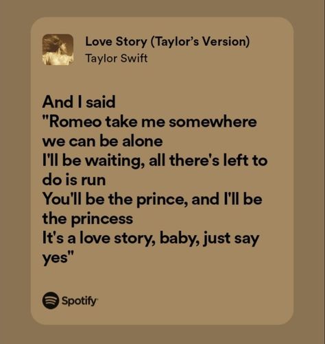 Love Story Spotify Lyrics, Love Story Taylor Swift Spotify, Love Story Song Taylor Swift, Cute Lyrics For Boyfriend, Love Story Taylor Swift Lyrics, Love Story Song Lyrics, Love Story Lyrics, Love Story Taylor Swift, Love Song Lyrics Quotes