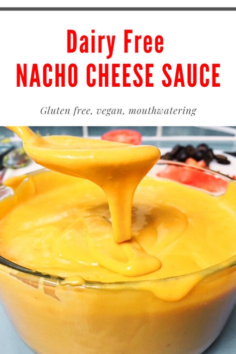 Dairy Free Nacho Cheese Sauce, Dairy Free Nachos, Dairy Free Cheese Sauce, Dairy Free Party Food, Dairy Free Nacho Cheese, Lactose Free Cheese, Dairy Free Queso, Nachos Cheese Recipe, Vegan Nachos Cheese