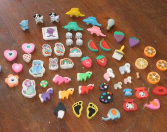 Novelty & Scented Erasers Erasers, Cute Illustration, Ponies, Vintage 1970s, Dinosaurs, Sugar Cookie, 1970s, Fruit, Handmade Gifts