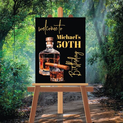 Create your own Poster | Zazzle Bourbon 50th Birthday Party, Men’s 50th Birthday Party, Whiskey And Cigars Birthday Theme, Men Birthday Centerpiece Ideas, Bourbon Party Ideas, Whiskey And Cigars Birthday, Whiskey Birthday Party Ideas, 50th Birthday Themes Men, Bourbon Birthday Party