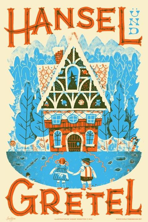 Fairy Tale Illustrated Art Print Series from Familytree Hansel Gretel Illustration, Fairy Tale Illustrations Vintage, Fairy Tale Book Illustration, Hansel And Gretel House Illustration, Vintage Story Book Illustrations, Fairy Tale Book Cover, Hansel And Gretel Illustration, Fairy Tales Illustration, German Illustration