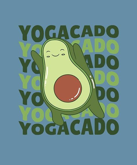 Yogacado - an avacado practicing yoga in a kawaii style and featuring the pun Yogacado Kawaii Style, Kawaii Fashion, Yoga Meditation, Puns, Top Artists, Science Poster, Stranger Things Fanart, Sell Your Art, Meditation