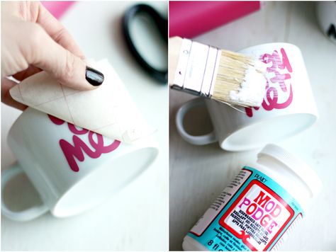 DIY #LoveYou Mugs - The Pretty Life Girls Cricut Mugs, Dishwasher Safe Mod Podge, Diy Mug, Inkscape Tutorials, Pretty Life, Cricut Tips, Diy Mugs, Diy Cups, Child Support