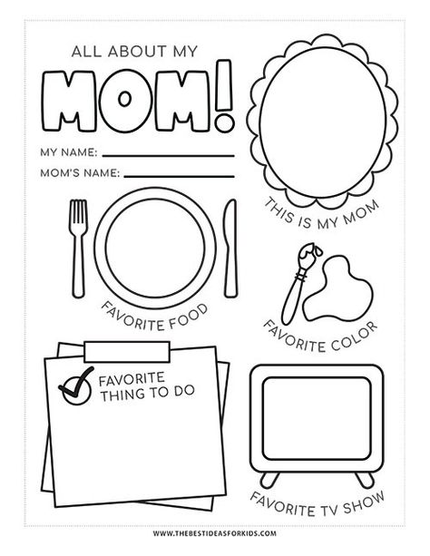 All About My Mom Printable (Free Templates) - The Best Ideas for Kids All About My Mom, Mother's Day Activities, Mom Printable, Preschool Projects, Moms Favorite, Crafts For Boys, To My Mother, Crafts For Girls, Simple Girl