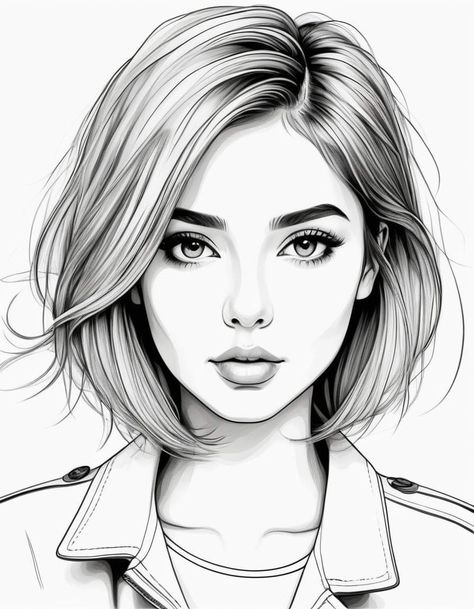 Womans Face Drawing, Female Faces Drawing, Drawing Faces Step By Step, Grayscale Portrait, Pencil Sketches Of Faces, Cute Drawings Of People, Sketches Of Girls Faces, Realistic Face Drawing, Realistic Hair Drawing