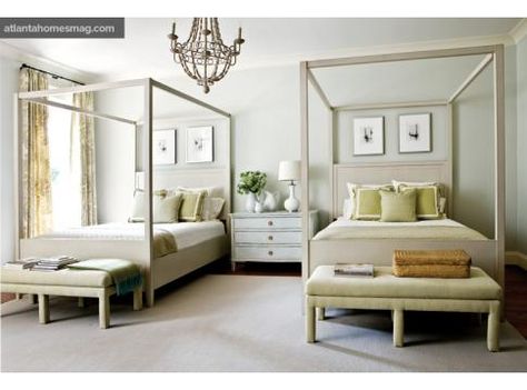 phoebe howard Twin Bedroom, Shared Room, Four Poster, Poster Bed, Atlanta Homes, White Furniture, Office Inspiration, Guest Bedrooms, Twin Bed