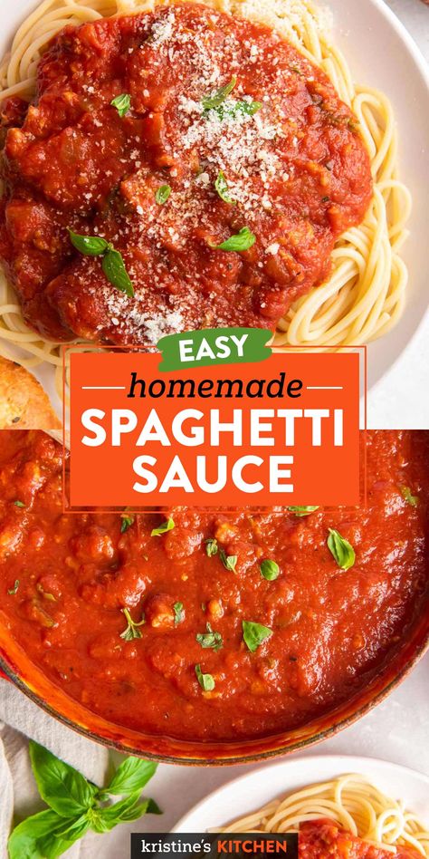 Easy Spaghetti Sauce Recipe, Spaghetti Sauce Homemade, Best Homemade Spaghetti, Easy Spaghetti Sauce, Best Homemade Spaghetti Sauce, Italian Sauces, Sauce Ideas, Homemade Spaghetti Sauce Easy, Christmas Casserole