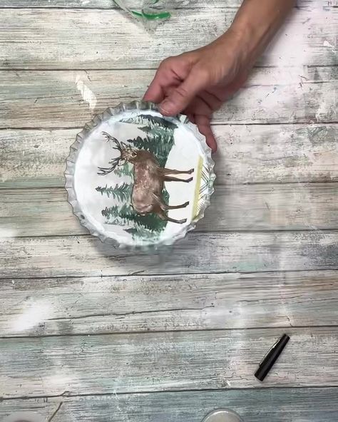 1.6K views · 336 reactions | Dollar Tree Bottle Cap Deer Ornament | By Creating Through Chaos | Facebook Large Bottle Cap Crafts, Papercraft Ideas, Christmas Rustic, Flower Christmas, Deer Ornament, Winter Wishes, Tree Diy, Dollar Store Diy, Winter Crafts