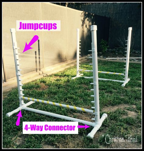 Backyard Agility Equipment Pvc Dog Agility Course, Indoor Agility Course For Dogs Diy, Agility Course For Dogs Diy, Pallet Dog Agility Course, Dog Agility Course Diy How To Build, Diy Dog Agility Course Backyards, Diy Agility Equipment, Diy Dog Training Equipment, Diy Dog Obstacle Course