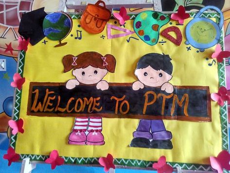 Board decoration Ptm Chart For School, Ptm Decoration School, Welcome To Ptm Board Decoration, Ptm Board Decoration Ideas School, Ptm Board Decoration, White Board Decoration Ideas, Board Decoration Ideas School, Notice Board Decoration, Board Decoration Ideas