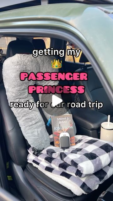 355K views · 25K likes | DANNY & DANIE | travel | hiking | adventure📍PNW on Instagram: "She said she wanted the best passenger princess set up… and I think this might be it 🙃  The keys to any good passenger princess set up…  1️⃣ Comfort items - on long road trips, our backs always hurt. Memory foam seat cushions and lumbar inserts have made a huge difference in how we feel after sitting in the car for a long time.   2️⃣ Cozy items - this heated blanket has been a game changer! Between that and the oversized neck pillow, getting rest on the road is so easy.   3️⃣ Things to do - a good book, pocket sized road trip games, or watching your favorite show on an ipad. We always have one of these things to keep the non-driver entertained.   4️⃣ Snacks - we typically keep a cooler behind the driv Princess Passenger Seat, Passenger Princess Accessories, Passenger Princess Ideas, Car Set Up For Road Trip Back Seat, Passenger Princess Essentials, Passenger Princess Aesthetic Car Decor, Passenger Princess Decor Car Ideas, Road Trip Back Seat Set Up, Things To Do On Road Trips In The Car