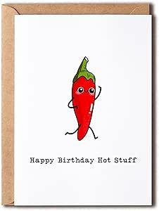 NTVShop Happy Birthday Hot Stuff - Birthday Card - Funny Card - Card For Him Her Husband Wife Girlfriend Boyfriend - Chili Birthday Card Birthday Cards Husband, Happy Birthday Hot Stuff, Happy Birthday Hot, Birthday Card For Husband, Husband Birthday Card, Guy Friends, Watercolor Ideas, Husband Birthday, Birthday Cards Diy