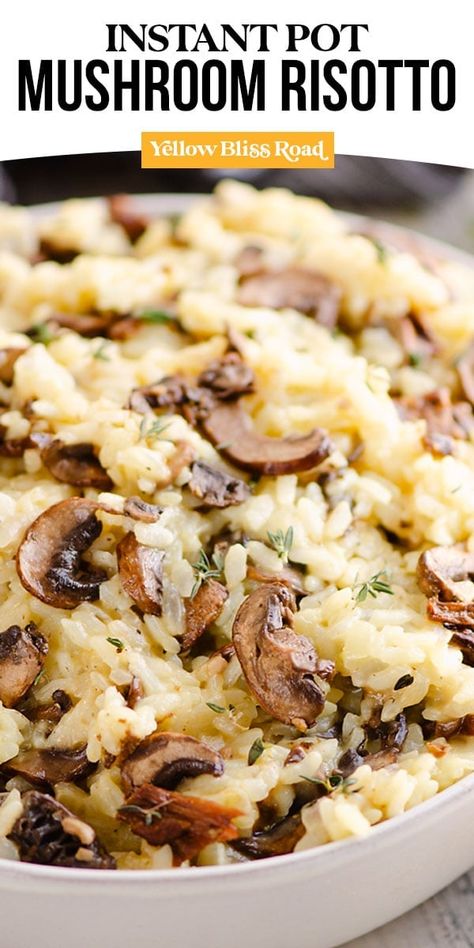 Instant Pot Mushroom Risotto is a rich and delicious recipe made in your pressure cooker for an easy vegetarian dinner or decadent side dish! Easy Risotto, Risotto Recipes Easy, Scallops Recipe, Asparagus Recipes Roasted, Mushroom Risotto Recipes, Chicken Risotto, Dinner Delicious, Easy Vegetarian Dinner, Risotto Recipe