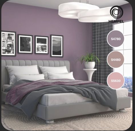 Purple Wall Bedroom, Bedroom Purple Walls, Purple Bedroom Walls, Plum Bedroom, Purple Bedroom Decor, Beautiful Bedroom Colors, Best Bedroom Colors, Bedroom Purple, Room Color Combination