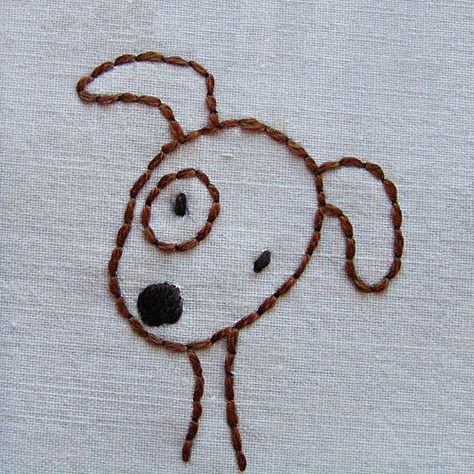 Dog Embroidery Designs, Clothes Embroidery Diy, Dog Embroidery, Hand Embroidery Projects, Baby Embroidery, Needlework Embroidery, Cute Embroidery, Simple Embroidery, 자수 디자인