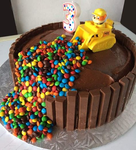 Digger Cake, Construction Birthday Cake, 3rd Birthday Cake, Paw Patrol Birthday Cake, Construction Cake, Diy Birthday Cake, 4th Birthday Cakes, 3rd Birthday Cakes, 2 Birthday Cake