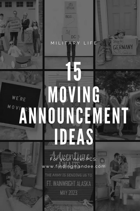 15 Moving Announcement Ideas - finding mandee Salon Relocation Announcement, Moving Abroad Announcement, Moving To Texas Announcement, We Are Moving Announcement Photo, We Are Moving Announcement, Moving Announcement Ideas, New Business Announcement, We're Moving Announcement, Moving Announcement Photo