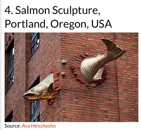 Salmon Sculpture Portland, Oregon, USA Fish Sculptures, Lorenzo Bernini, Black Ghost, Public Sculpture, Two Fish, Wow Art, Wroclaw, Sculpture Installation, Modern Sculpture