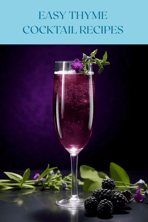 Discover quick and delicious thyme cocktails including Blackberry-Thyme French 75 and more for a refreshing treat. Thyme Cocktails, French 75 Cocktail, French 75, Apple Brandy, Cocktail List, Date Dinner, Bramble, Sweet Floral, Fun Cocktails