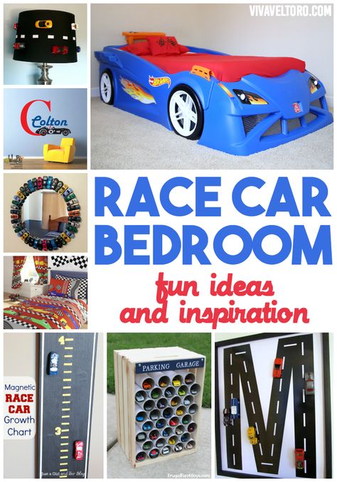 Race car bedroom ideas featuring the Step2 Hot Wheels Toddler to Twin Race Car Bed! Cars Bedroom Ideas, Hot Wheels Bedroom Ideas Boys, Hot Wheels Bedroom Ideas Kids Rooms, Boys Racecar Bedroom Ideas, Race Car Theme Room, Race Car Bedroom Ideas, Race Car Room Decor, Hotwheels Bedroom Ideas For Boys, Hotwheels Bedroom Ideas