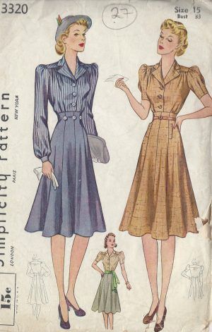 40s Mode, 1940s Dress Pattern, Wwii Fashion, 40's Fashion, Fashion 1940s, Skirt Blouse, Vintage Dress Patterns, Motif Vintage, Vintage Wardrobe