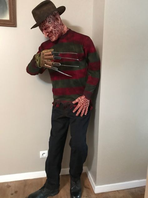 Freddy Krueger Cosplay Halloween Costume Freddy Krueger Cosplay, Freddy Krueger Costume, My Friend Group, Characters Cosplay, A Nightmare On Elm Street, Fedora Hats, Halloween Fancy Dress, For My Friend, Halloween Inspo