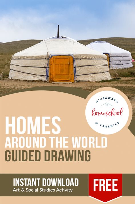 Shelter is one of our most basic needs, but throughout history, people have found unique and creative ways to build shelters that meet their needs, celebrate their culture, and much more. Introduce your students to ten of these types of shelters with this FREE Homes Around the World Guided Drawing unit. #homesaroundtheworld #hsgiveaways Houses Around The World Activities, Types Of Homes, Persecuted Church, Teaching Freebies, Christian Homeschool, Homes Around The World, Learning Sites, History Curriculum, How To Start Homeschooling