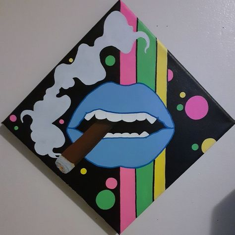 Pop art acrylic on canvas Trippy Pop Art, Happy Canvas Painting Ideas, Pop Art Easy Drawing, Easy Trippy Canvas Painting For Beginners, Happy Painting Ideas On Canvas, Neon Painting Ideas On Canvas, Fun Painting Ideas On Canvas Aesthetic, Pop Art Canvas Acrylics, Easy Pop Art Drawings