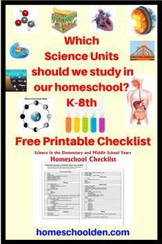 Which Homeschool Science Units should we study in K-8th grade? This is a free printable for exploring some of the science units you might want to cover in Elementary and Middle School. This is a free printable science checklist for homeschoolers planning their science curriculum. #homeschoolden #homeschoolscience #homeschoolsciencecurriculum #homeschoolcurriculum #homeschoolscienceunits #sciencecurriculum #homeschooling #homeschoolunits Homeschool Checklist, Homeschooling Elementary, Science Unit Studies, Movie 43, Science Printables, Homeschool Science Curriculum, Homeschool Middle School, School Checklist, 8th Grade Science