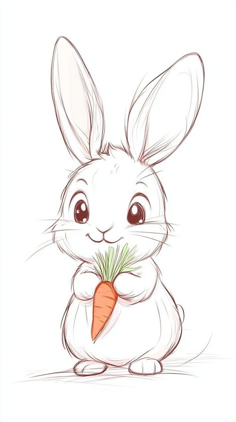 Drawings Of Rabbits Easy, Drawing Cute Rabbit, Cute Rabbit Drawing Easy, How To Draw A Bunny Easy, Easter Drawings Ideas Easy, Rabbit Face Drawing, Random Sketches Easy, Cute Bunny Drawing Easy, Rabbit Cute Drawing